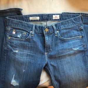 AG Tomboy Relaxed Straight Distressed Jeans medium wash